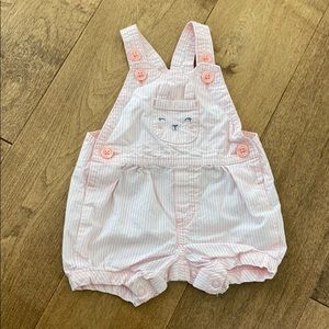 Carters NB Newborn pink and white overall short